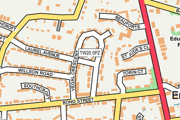 TW20 0PZ map - OS OpenMap – Local (Ordnance Survey) TW20 0PZ map - OS OpenMap – Local (Ordnance Survey)
