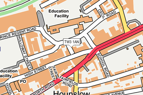 TW3 1AN map - OS OpenMap – Local (Ordnance Survey) TW3 1AN map - OS OpenMap – Local (Ordnance Survey)