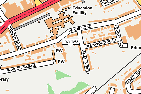 TW3 1AQ map - OS OpenMap – Local (Ordnance Survey) TW3 1AQ map - OS OpenMap – Local (Ordnance Survey)