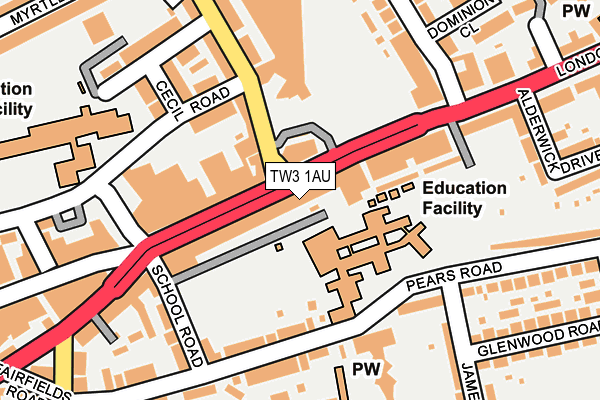 TW3 1AU map - OS OpenMap – Local (Ordnance Survey) TW3 1AU map - OS OpenMap – Local (Ordnance Survey)