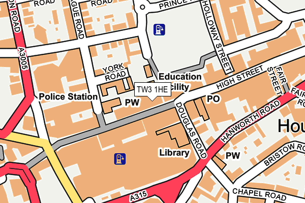 TW3 1HE map - OS OpenMap – Local (Ordnance Survey) TW3 1HE map - OS OpenMap – Local (Ordnance Survey)