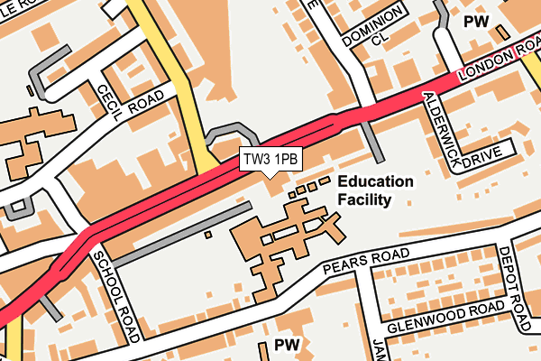 TW3 1PB map - OS OpenMap – Local (Ordnance Survey) TW3 1PB map - OS OpenMap – Local (Ordnance Survey)