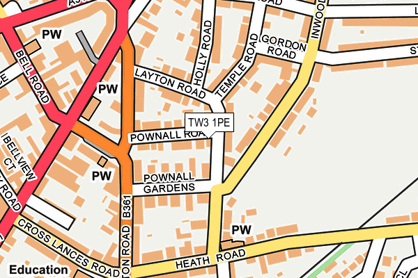 TW3 1PE map - OS OpenMap – Local (Ordnance Survey) TW3 1PE map - OS OpenMap – Local (Ordnance Survey)