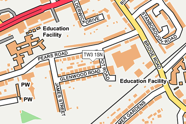 TW3 1SN map - OS OpenMap – Local (Ordnance Survey) TW3 1SN map - OS OpenMap – Local (Ordnance Survey)