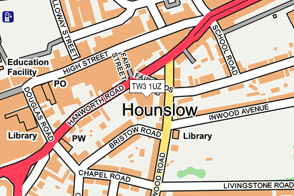 TW3 1UZ map - OS OpenMap – Local (Ordnance Survey) TW3 1UZ map - OS OpenMap – Local (Ordnance Survey)
