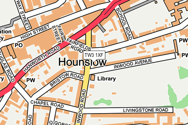 TW3 1XF map - OS OpenMap – Local (Ordnance Survey) TW3 1XF map - OS OpenMap – Local (Ordnance Survey)