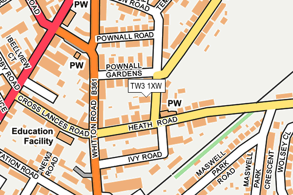 TW3 1XW map - OS OpenMap – Local (Ordnance Survey) TW3 1XW map - OS OpenMap – Local (Ordnance Survey)