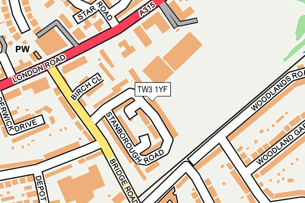 TW3 1YF map - OS OpenMap – Local (Ordnance Survey) TW3 1YF map - OS OpenMap – Local (Ordnance Survey)
