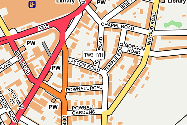 TW3 1YH map - OS OpenMap – Local (Ordnance Survey) TW3 1YH map - OS OpenMap – Local (Ordnance Survey)