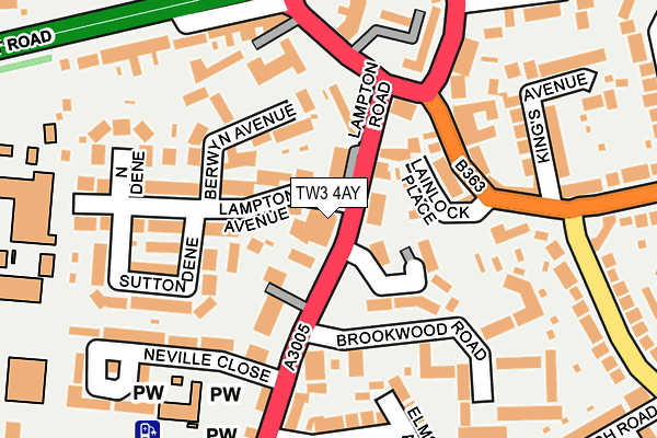 TW3 4AY map - OS OpenMap – Local (Ordnance Survey) TW3 4AY map - OS OpenMap – Local (Ordnance Survey)