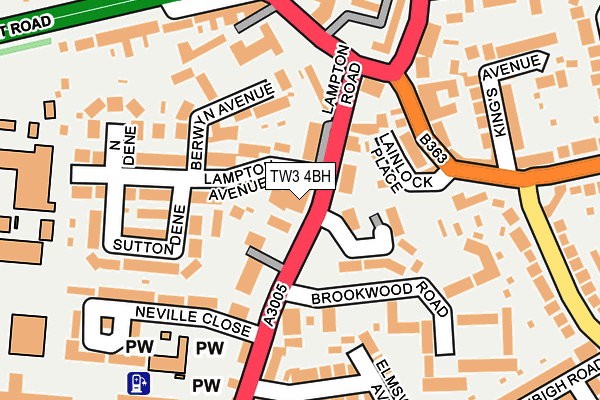 TW3 4BH map - OS OpenMap – Local (Ordnance Survey) TW3 4BH map - OS OpenMap – Local (Ordnance Survey)