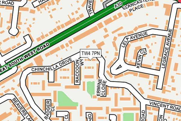 TW4 7PN map - OS OpenMap – Local (Ordnance Survey) TW4 7PN map - OS OpenMap – Local (Ordnance Survey)