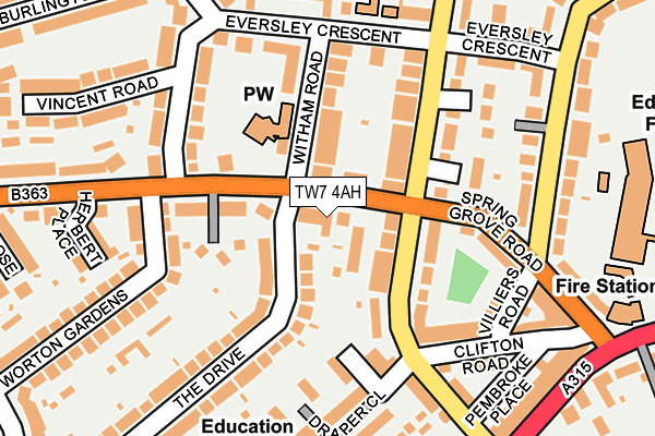 TW7 4AH map - OS OpenMap – Local (Ordnance Survey) TW7 4AH map - OS OpenMap – Local (Ordnance Survey)