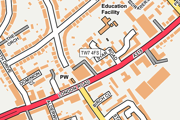 TW7 4FS map - OS OpenMap – Local (Ordnance Survey) TW7 4FS map - OS OpenMap – Local (Ordnance Survey)