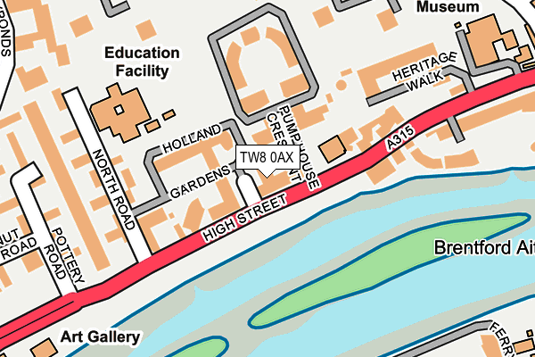TW8 0AX map - OS OpenMap – Local (Ordnance Survey)
