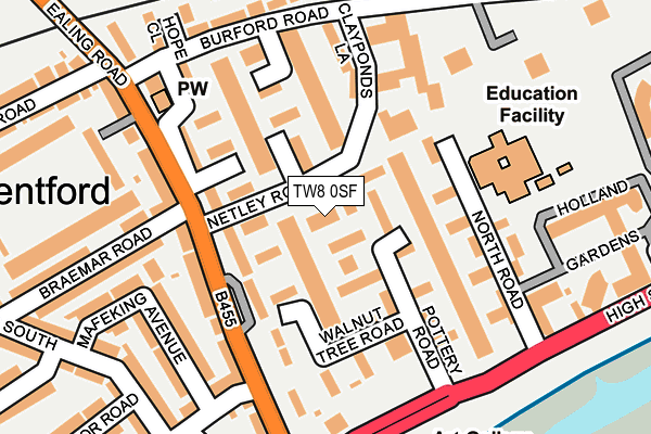 TW8 0SF map - OS OpenMap – Local (Ordnance Survey)