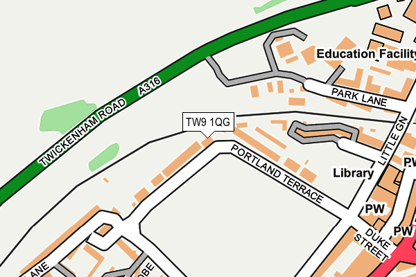 TW9 1QG map - OS OpenMap – Local (Ordnance Survey) TW9 1QG map - OS OpenMap – Local (Ordnance Survey)