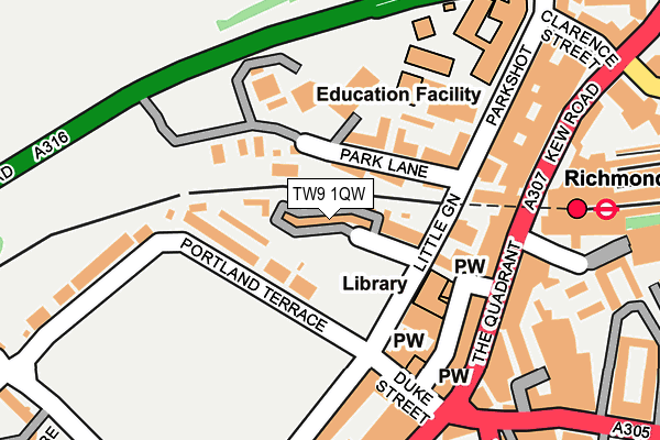 TW9 1QW map - OS OpenMap – Local (Ordnance Survey) TW9 1QW map - OS OpenMap – Local (Ordnance Survey)