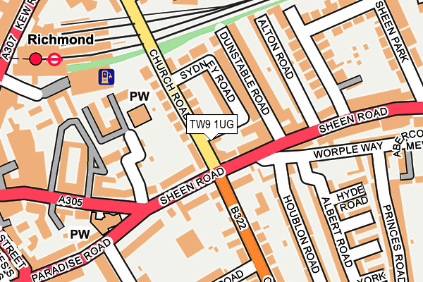 TW9 1UG map - OS OpenMap – Local (Ordnance Survey) TW9 1UG map - OS OpenMap – Local (Ordnance Survey)