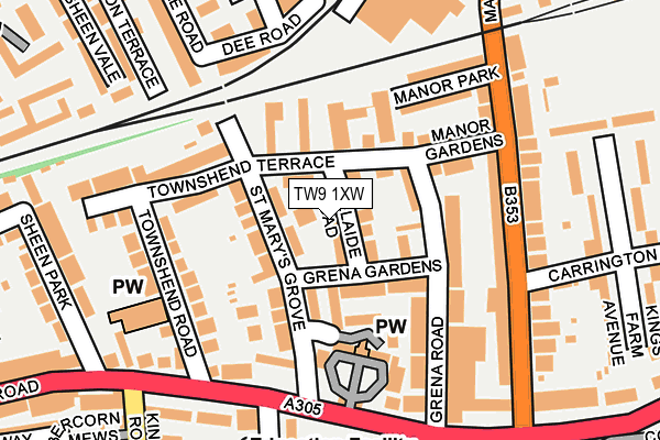 TW9 1XW map - OS OpenMap – Local (Ordnance Survey) TW9 1XW map - OS OpenMap – Local (Ordnance Survey)