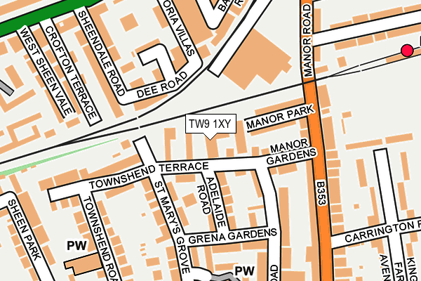 TW9 1XY map - OS OpenMap – Local (Ordnance Survey) TW9 1XY map - OS OpenMap – Local (Ordnance Survey)