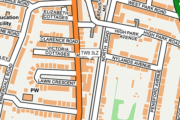 TW9 3LZ map - OS OpenMap – Local (Ordnance Survey) TW9 3LZ map - OS OpenMap – Local (Ordnance Survey)
