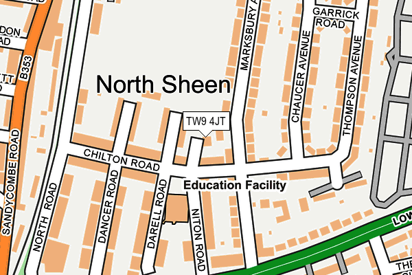 TW9 4JT map - OS OpenMap – Local (Ordnance Survey) TW9 4JT map - OS OpenMap – Local (Ordnance Survey)