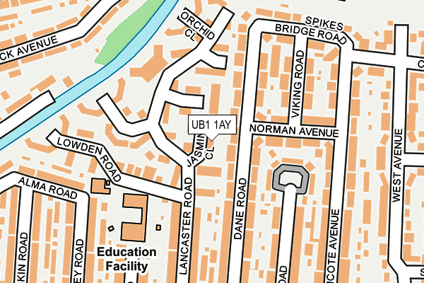 UB1 1AY map - OS OpenMap – Local (Ordnance Survey) UB1 1AY map - OS OpenMap – Local (Ordnance Survey)
