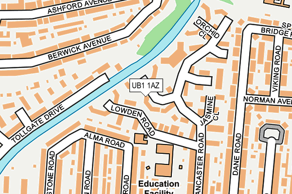 UB1 1AZ map - OS OpenMap – Local (Ordnance Survey) UB1 1AZ map - OS OpenMap – Local (Ordnance Survey)