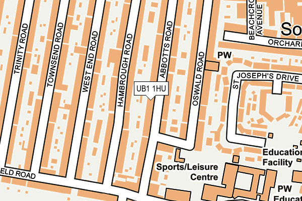 UB1 1HU map - OS OpenMap – Local (Ordnance Survey) UB1 1HU map - OS OpenMap – Local (Ordnance Survey)