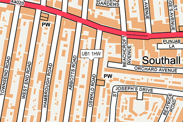 UB1 1HW map - OS OpenMap – Local (Ordnance Survey) UB1 1HW map - OS OpenMap – Local (Ordnance Survey)