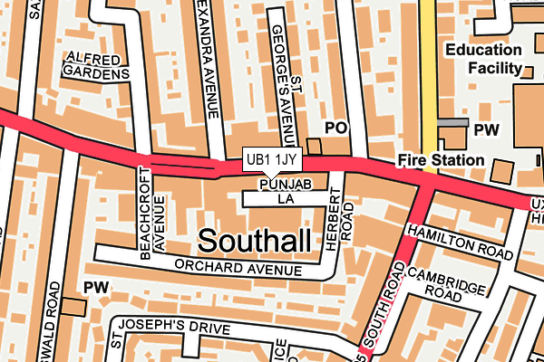 UB1 1JY map - OS OpenMap – Local (Ordnance Survey) UB1 1JY map - OS OpenMap – Local (Ordnance Survey)