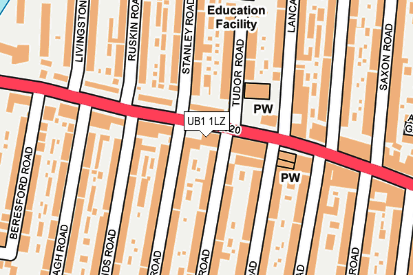 UB1 1LZ map - OS OpenMap – Local (Ordnance Survey) UB1 1LZ map - OS OpenMap – Local (Ordnance Survey)