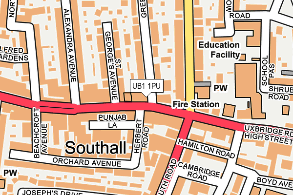 UB1 1PU map - OS OpenMap – Local (Ordnance Survey) UB1 1PU map - OS OpenMap – Local (Ordnance Survey)