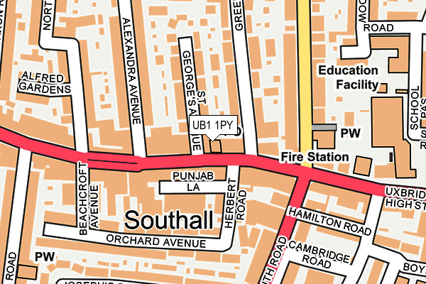 UB1 1PY map - OS OpenMap – Local (Ordnance Survey) UB1 1PY map - OS OpenMap – Local (Ordnance Survey)