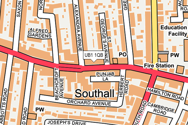 UB1 1QB map - OS OpenMap – Local (Ordnance Survey) UB1 1QB map - OS OpenMap – Local (Ordnance Survey)