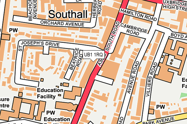 UB1 1RQ map - OS OpenMap – Local (Ordnance Survey) UB1 1RQ map - OS OpenMap – Local (Ordnance Survey)