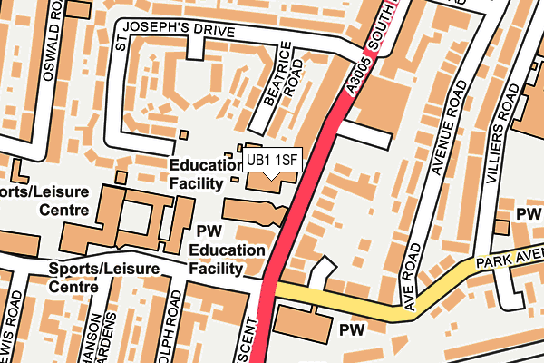 UB1 1SF map - OS OpenMap – Local (Ordnance Survey) UB1 1SF map - OS OpenMap – Local (Ordnance Survey)