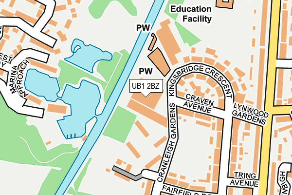 UB1 2BZ map - OS OpenMap – Local (Ordnance Survey) UB1 2BZ map - OS OpenMap – Local (Ordnance Survey)