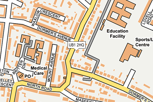 UB1 2HQ map - OS OpenMap – Local (Ordnance Survey) UB1 2HQ map - OS OpenMap – Local (Ordnance Survey)