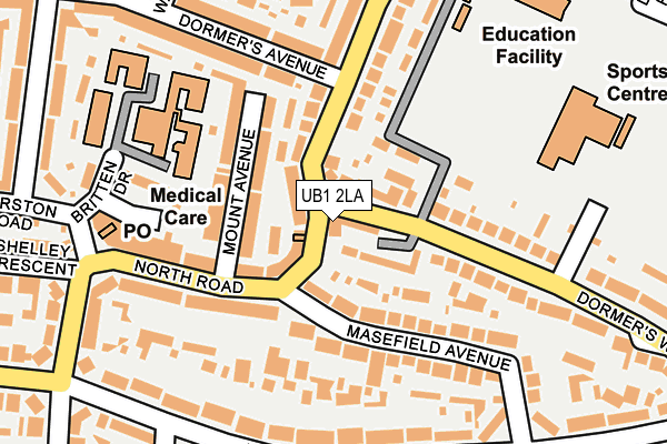 UB1 2LA map - OS OpenMap – Local (Ordnance Survey) UB1 2LA map - OS OpenMap – Local (Ordnance Survey)
