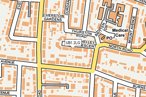 UB1 2LG map - OS OpenMap – Local (Ordnance Survey) UB1 2LG map - OS OpenMap – Local (Ordnance Survey)