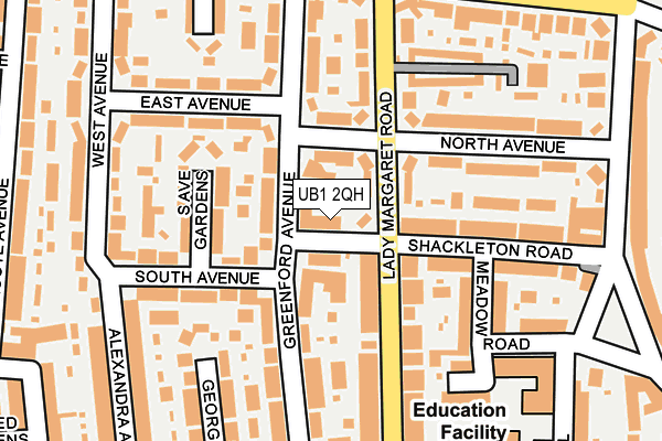 UB1 2QH map - OS OpenMap – Local (Ordnance Survey)