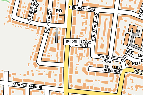 UB1 2RL map - OS OpenMap – Local (Ordnance Survey) UB1 2RL map - OS OpenMap – Local (Ordnance Survey)