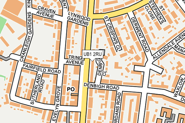UB1 2RU map - OS OpenMap – Local (Ordnance Survey) UB1 2RU map - OS OpenMap – Local (Ordnance Survey)