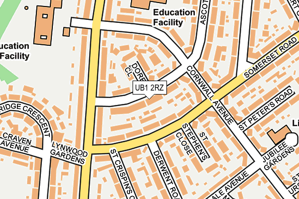 UB1 2RZ map - OS OpenMap – Local (Ordnance Survey) UB1 2RZ map - OS OpenMap – Local (Ordnance Survey)
