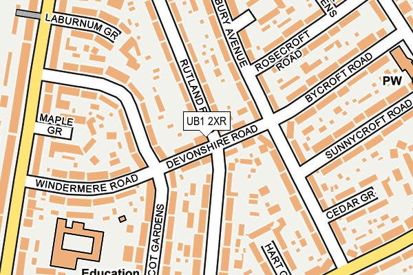 UB1 2XR map - OS OpenMap – Local (Ordnance Survey) UB1 2XR map - OS OpenMap – Local (Ordnance Survey)