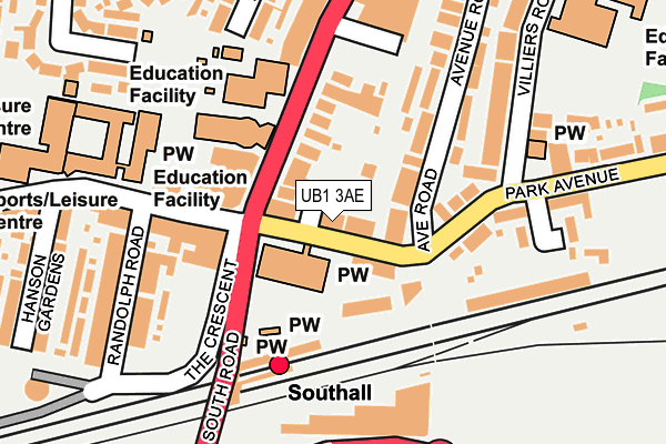 UB1 3AE map - OS OpenMap – Local (Ordnance Survey) UB1 3AE map - OS OpenMap – Local (Ordnance Survey)