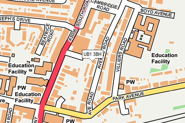 UB1 3BH map - OS OpenMap – Local (Ordnance Survey) UB1 3BH map - OS OpenMap – Local (Ordnance Survey)