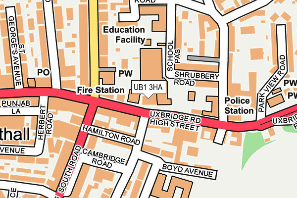 UB1 3HA map - OS OpenMap – Local (Ordnance Survey) UB1 3HA map - OS OpenMap – Local (Ordnance Survey)